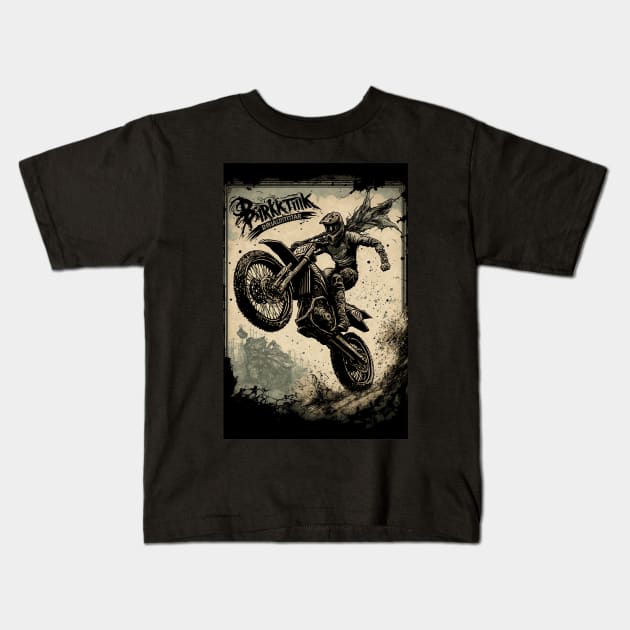 Dirt bike stunt poster Kids T-Shirt by KoolArtDistrict